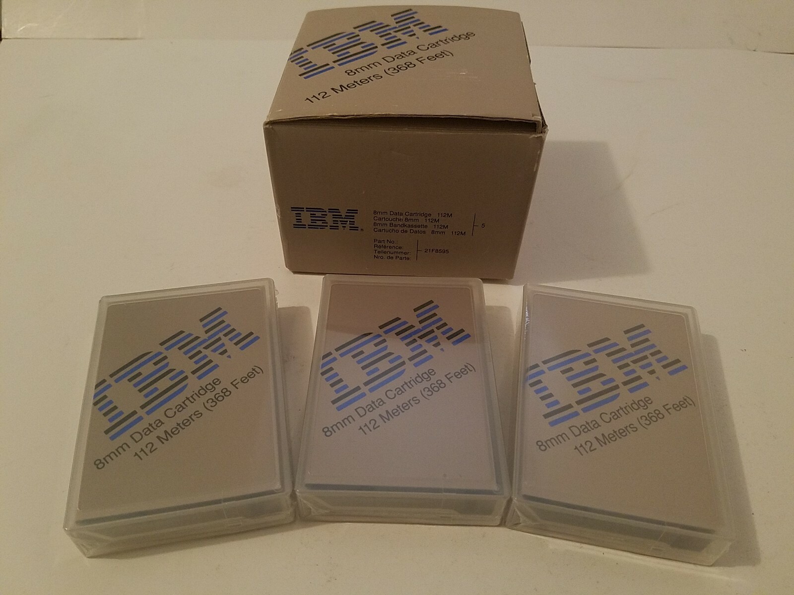 Sealed x3 x1 Open IBM 8mm Data Cartridges 112 Meters 21F8595 with Original Box