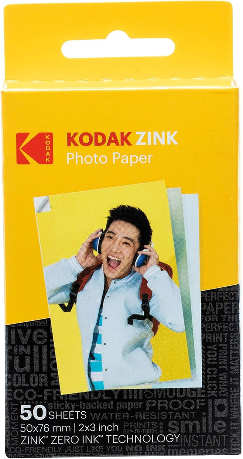 Kodak 2ʺ X 3ʺ Premium ZINK Photo Paper 50-Pack Compatible with Kodak PRINTOMATIC