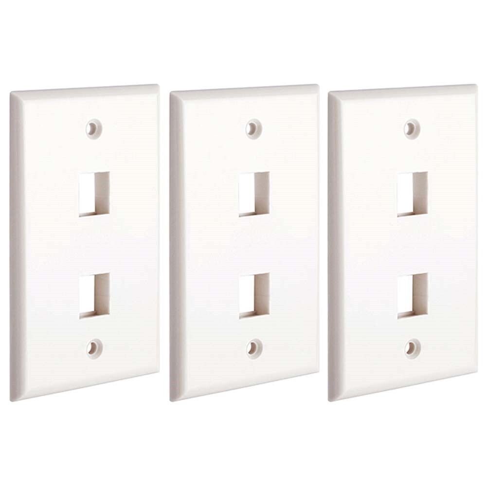 3x 2-Port/Hole 1-Gang Keystone Jack Insert Wall Plate Faceplate A/V Network