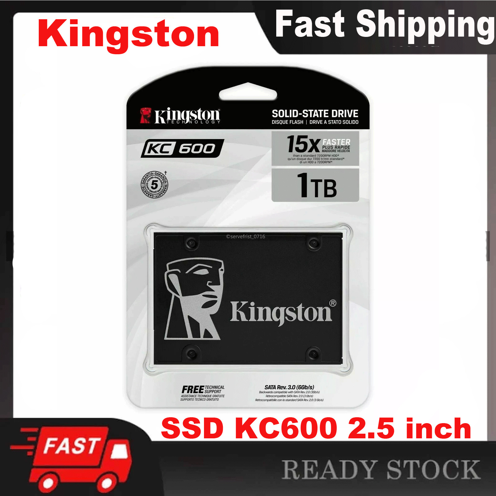 Kingston SSD KC600 1TB 2.5 inch SATA3 3D TLC Hard Disk SSD Black for Notebook