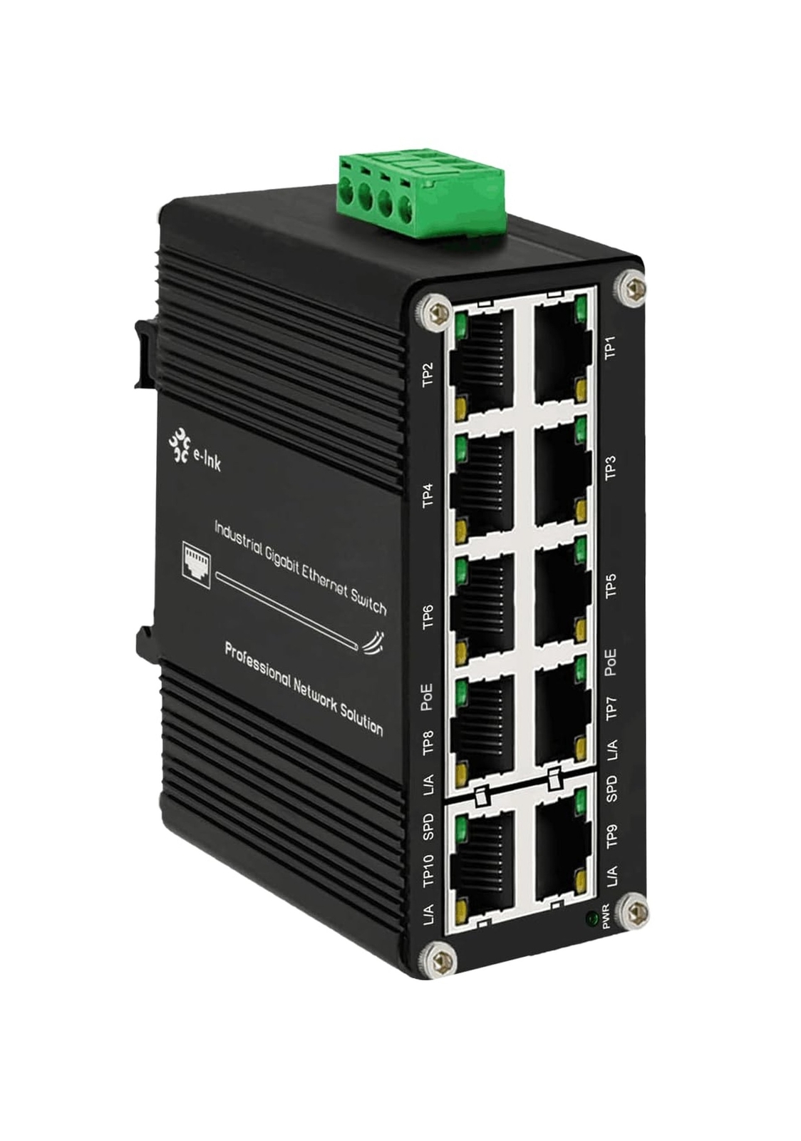 Mini Industrial 8-Port 10/100/1000T 802.3at PoE + 2-Port 10/100/1000T Din Rai...