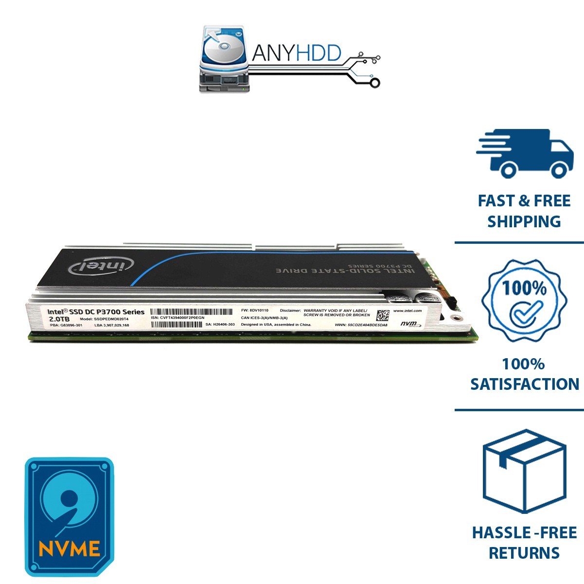 Intel SSD DC P3700 2.0TB NVMe SSD – PCIe HHHL Add-In Card - SSDPEDMD020T4