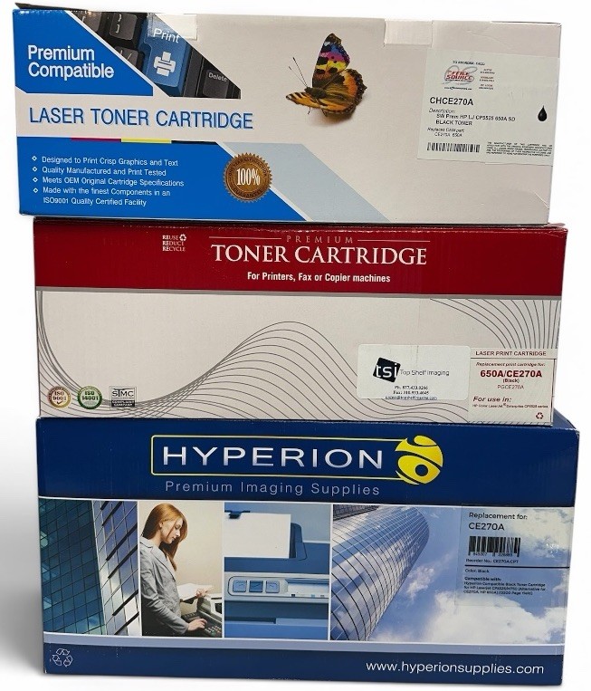 Lot of 3 650A CE270A Toner Cartridge Replacement for HP Enterprise Black Ink
