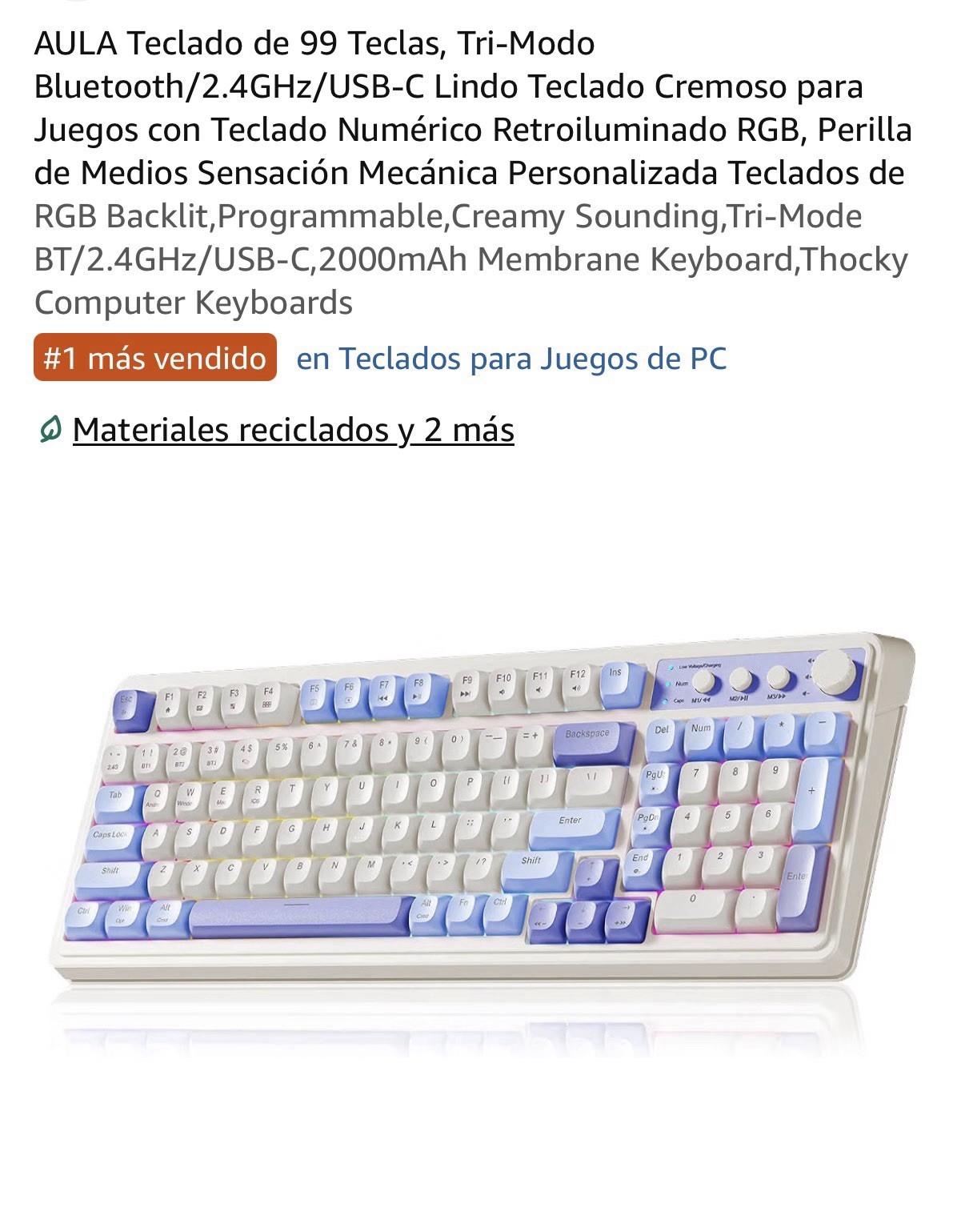 AULA S99 99-Key Tri-Mode BT/2.4G/USB-C RGB Backlit Silicone Keyboard