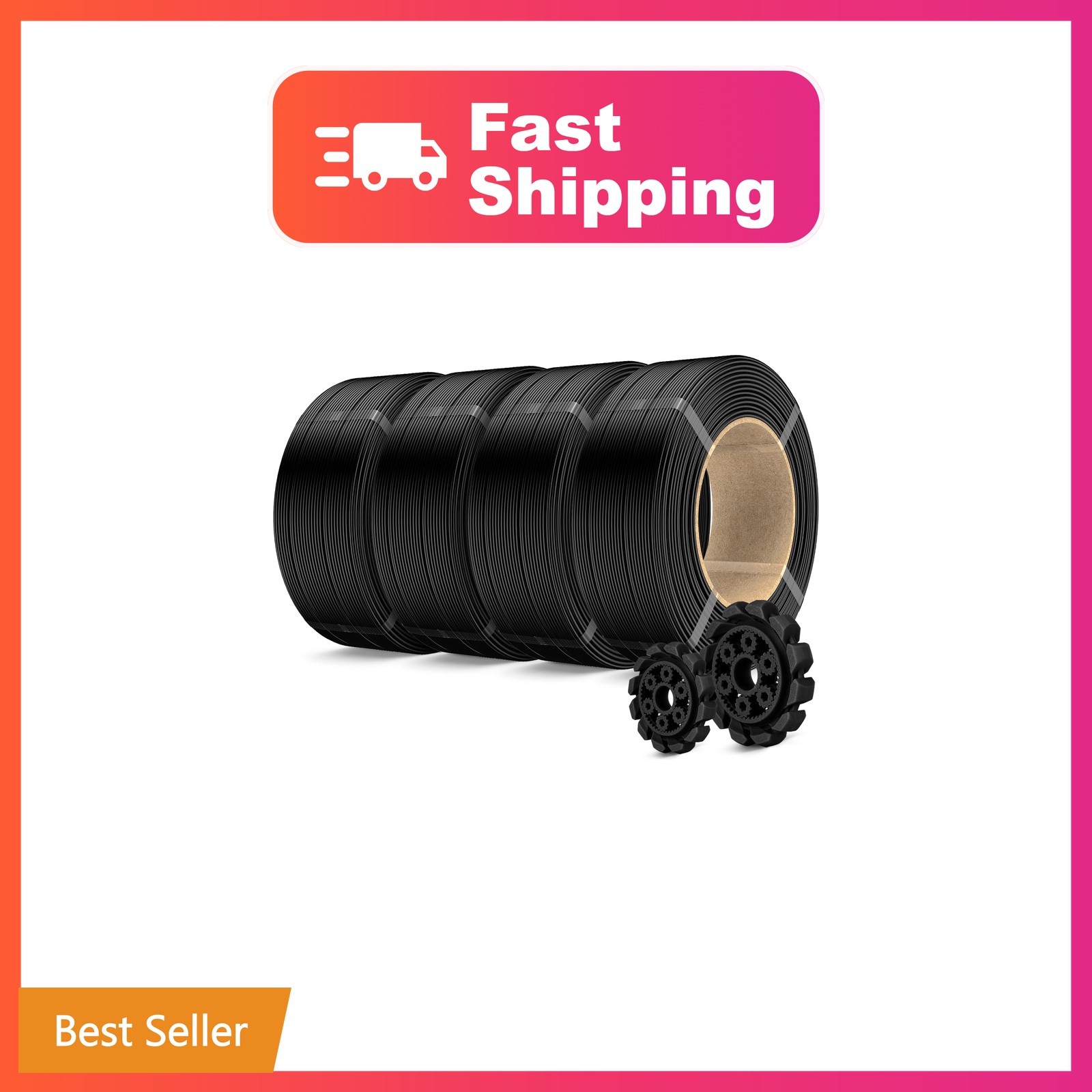 SUNLU PLA+2.0 3D Printer Filament Refill 1.75mm, 4KG, 1KG/Roll, Black*4 | Hig...