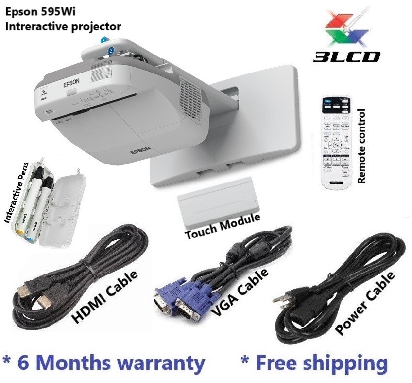 Epson 595Wi Ultra Short Throw 3LCD Projector 3300 Lumens - Brand New Lamp