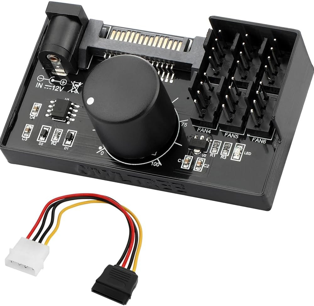 4 Pin 12V PWM Fan Controller 6 Fans Supported , PC Fan Adapter Hub Powered