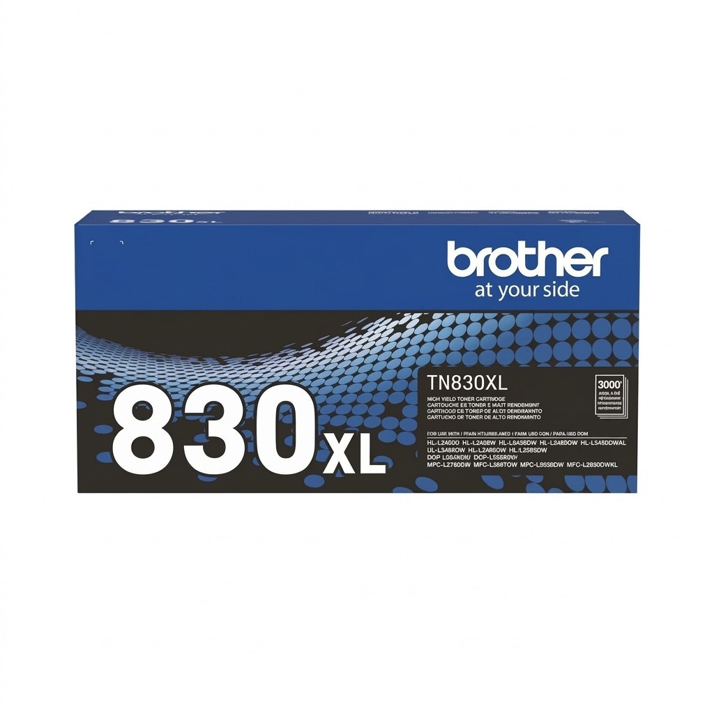 Brother TN830XL Genuine OEM Black High Yield Toner Cartridge, 3000 Pages