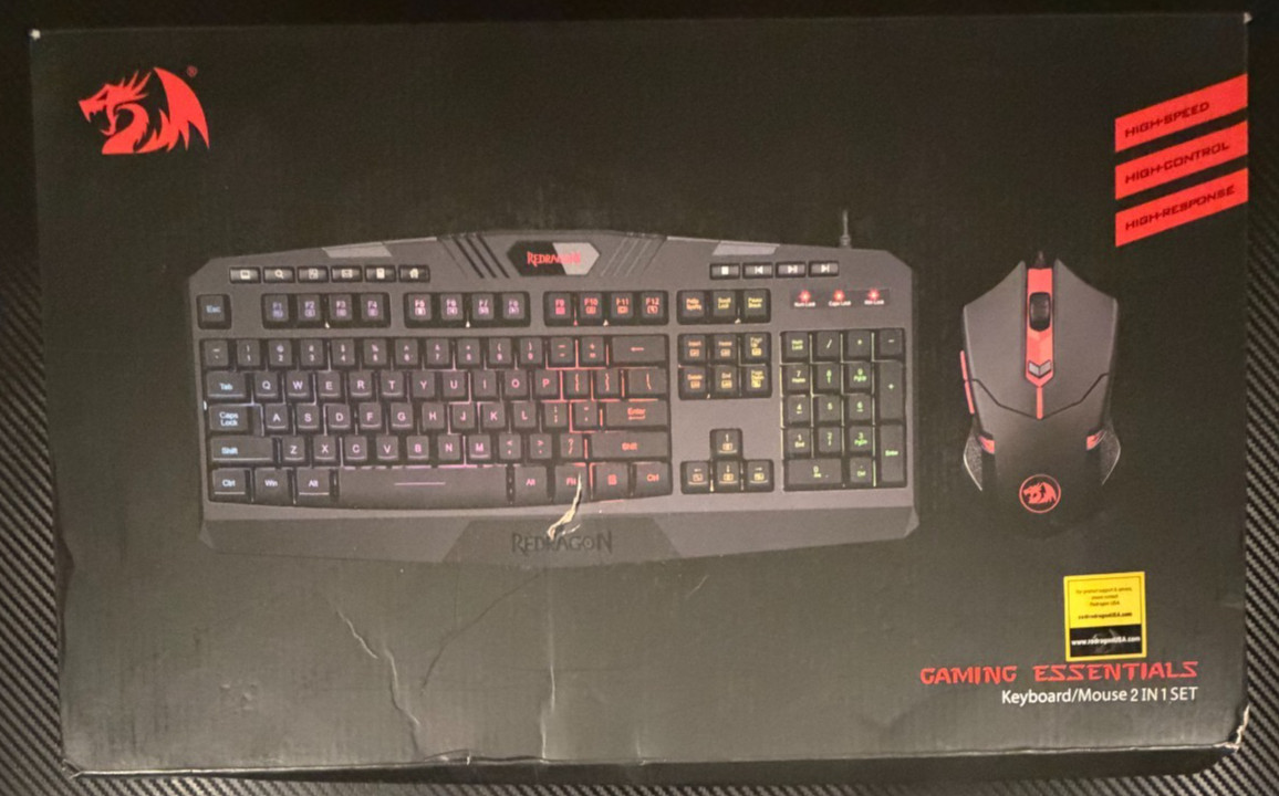 Redragon S101-3 Wired Gaming Keyboard and Mouse, RGB Backlit Programmable - NEW