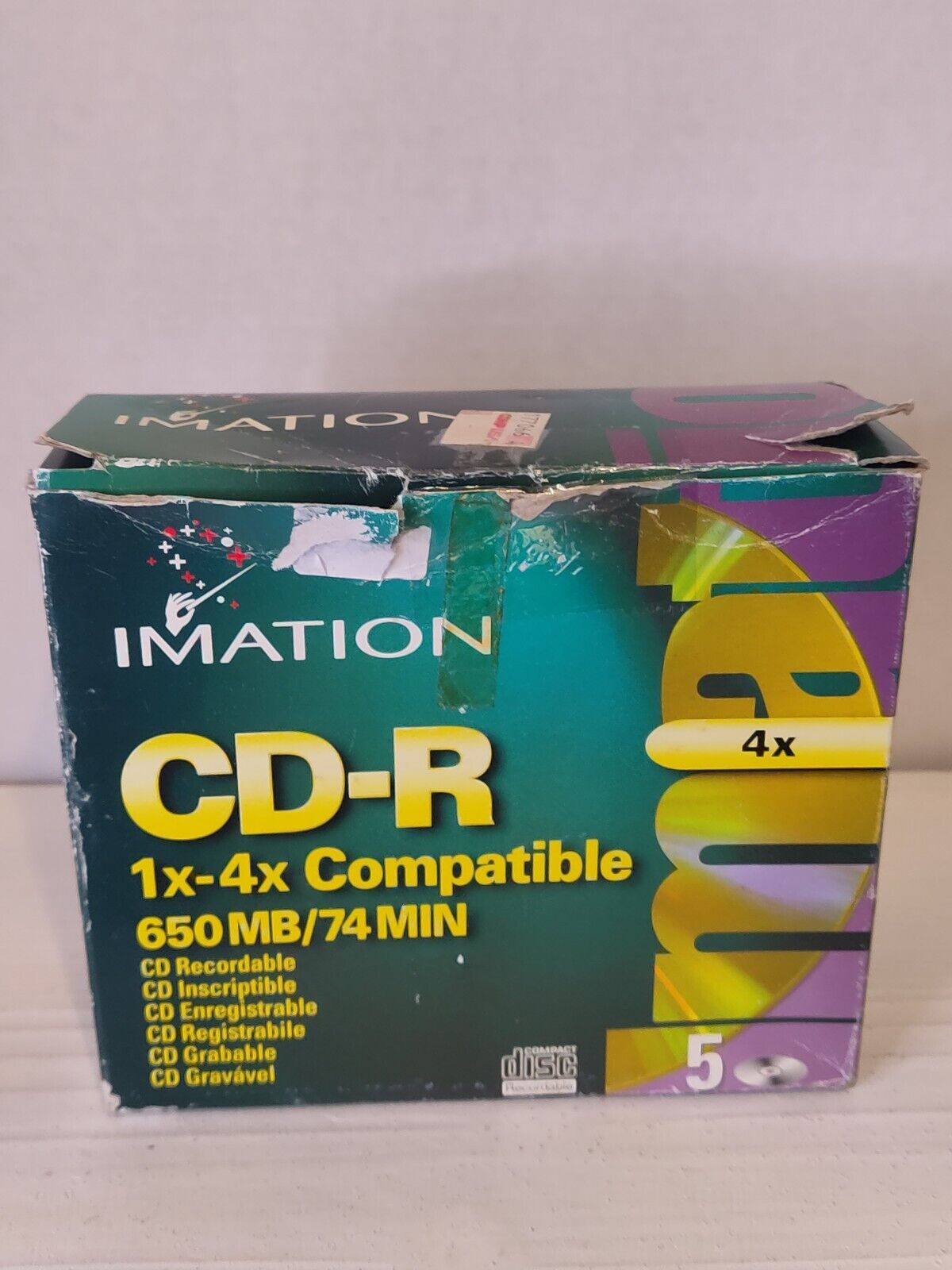LOT of 5 BRAND NEW Sealed VINTAGE IMATION CD-R Recordable DISCS 650 MB, 4X
