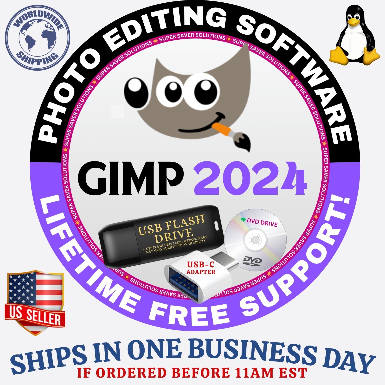 GIMP 2024 Photo Editing Tool Graphic Design, Image Enhancement | DVD, USB | 2025