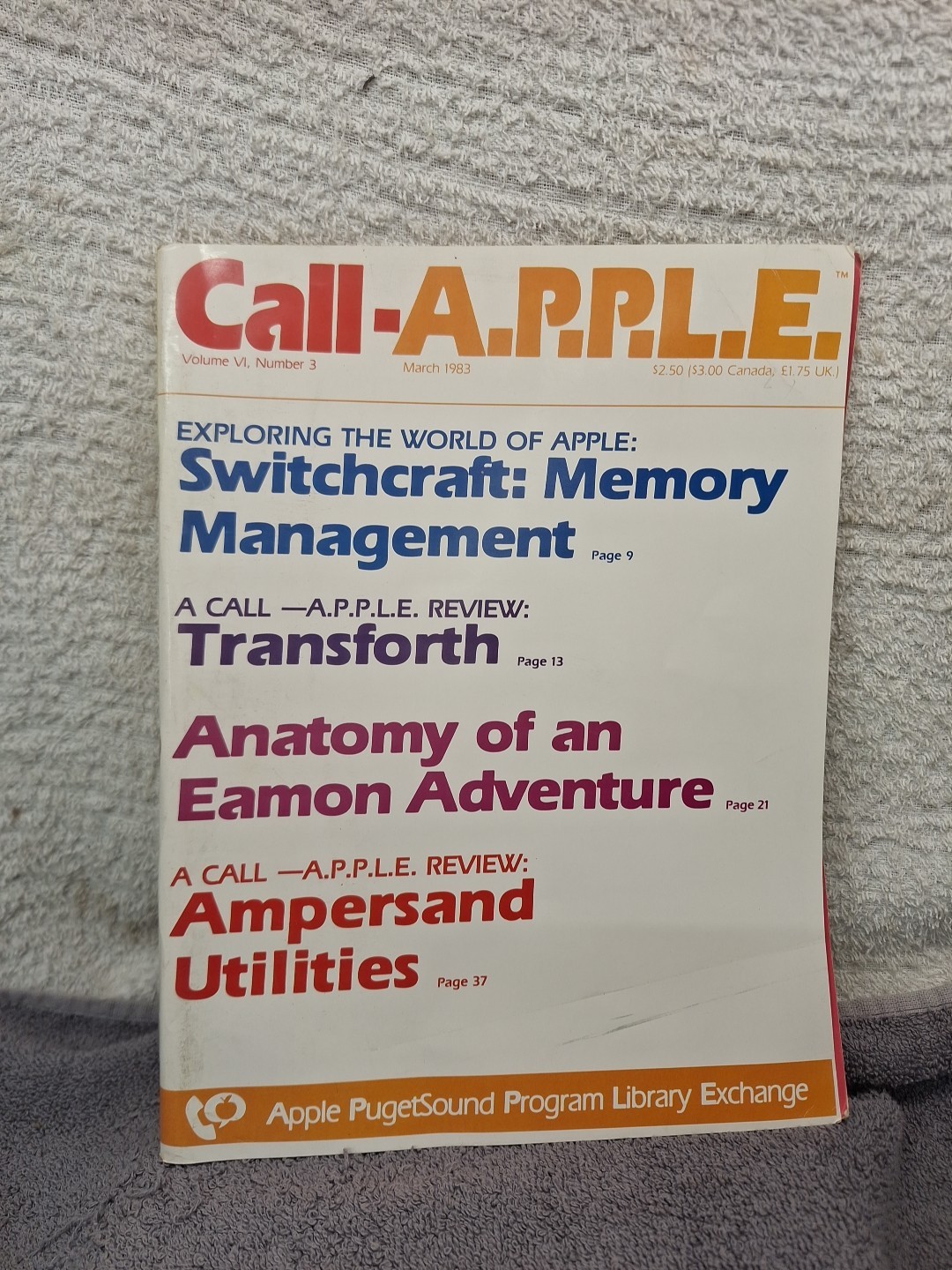 Vintage Call A.P.P.L.E. Magazine March 1983 Vol VI Number 3 Apple PugetSound