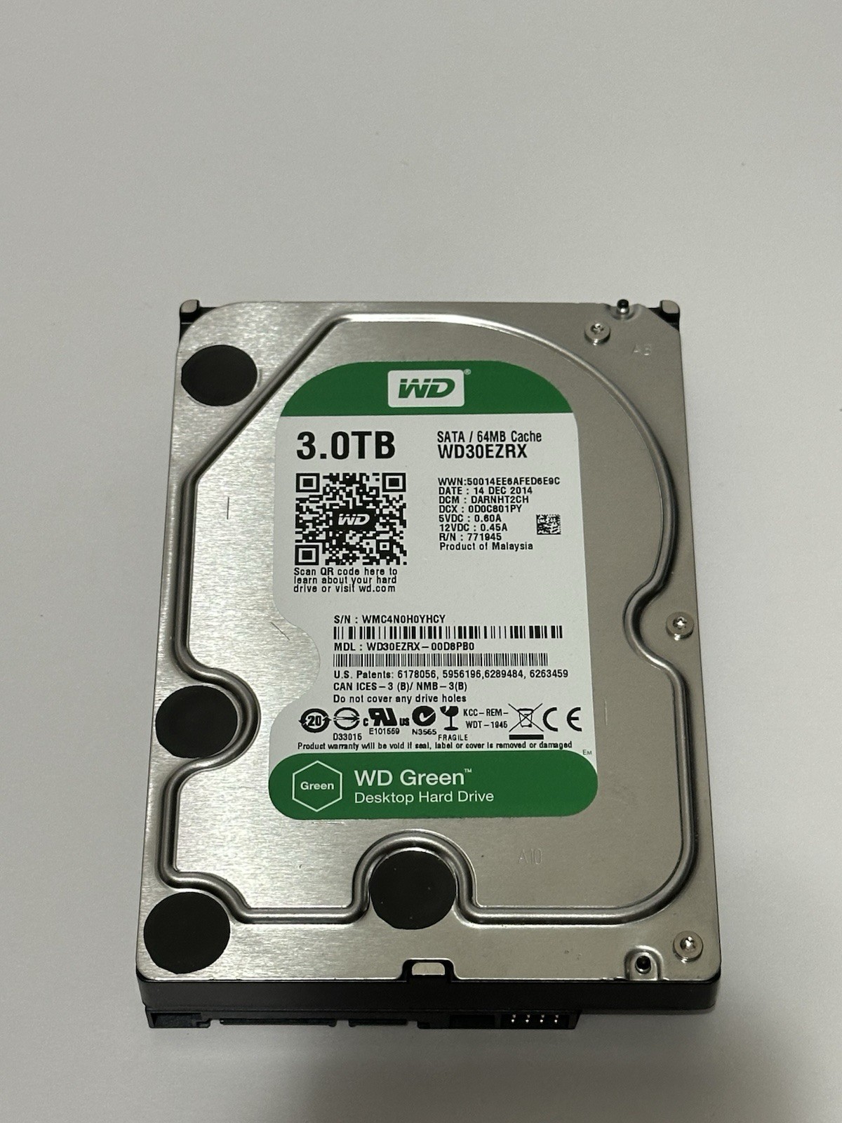 WD Green 3TB SATA 64MB Cache WD30EZRX WD30EZRX-00D8PB0 5400RPM 3.5" Desktop HDD
