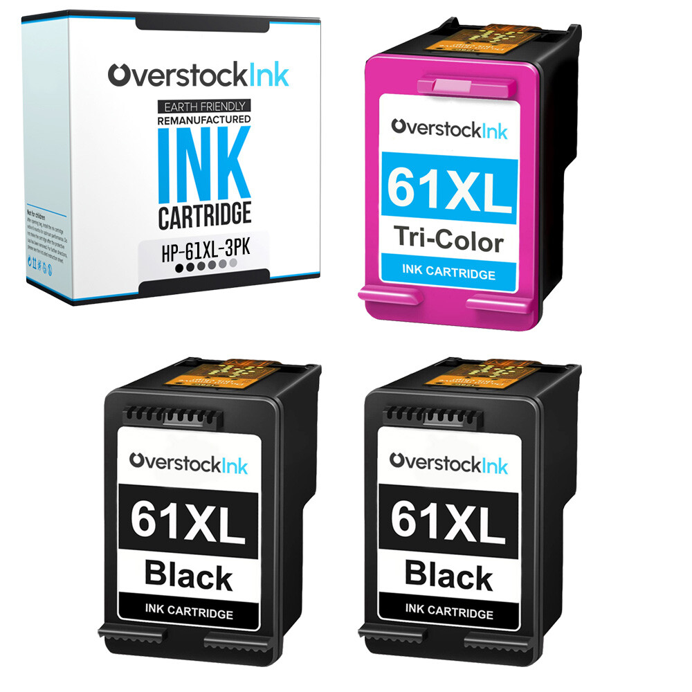 3PK 61 XL 61XL Cartridges for HP DeskJet 2542, HP ENVY 5530, HP OfficeJet 4632