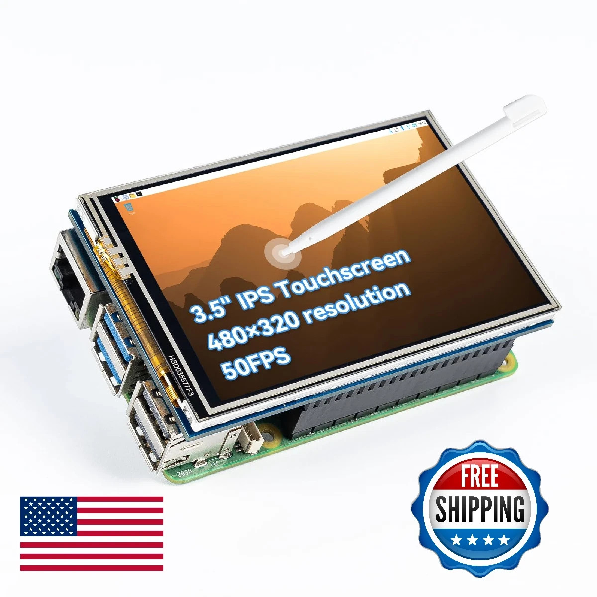 SunFounder 3.5 Inch 480x320 Touch Screen IPS LCD SPI Display Monitor with Stylus