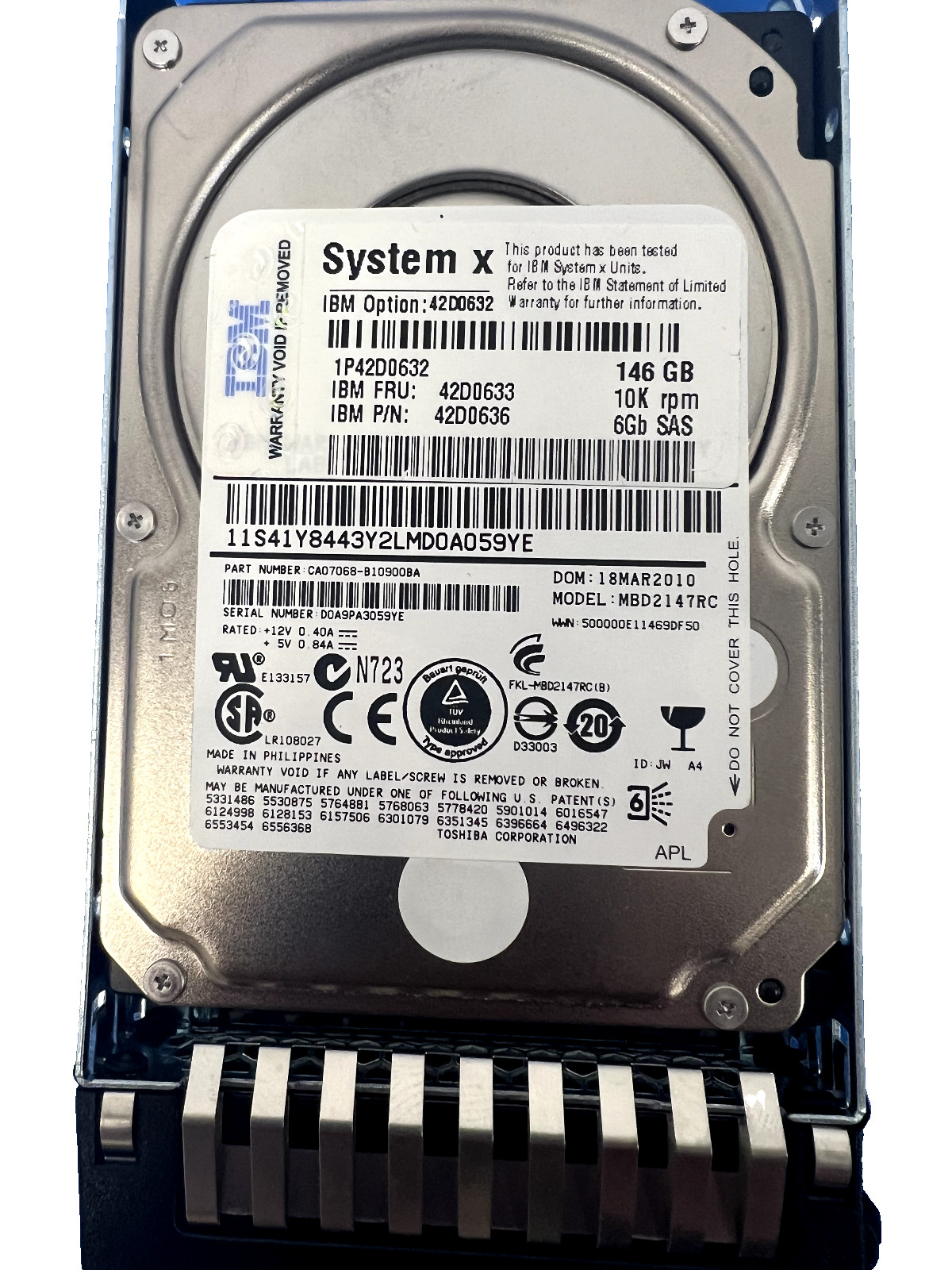 QTY 4 IBM System X drive 42D0633 146GB 10K 2.5" 6Gb 42D0632, 42D0636 SAS TESTED