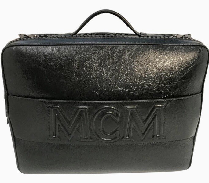 MCM's laptop case handbag black leather
