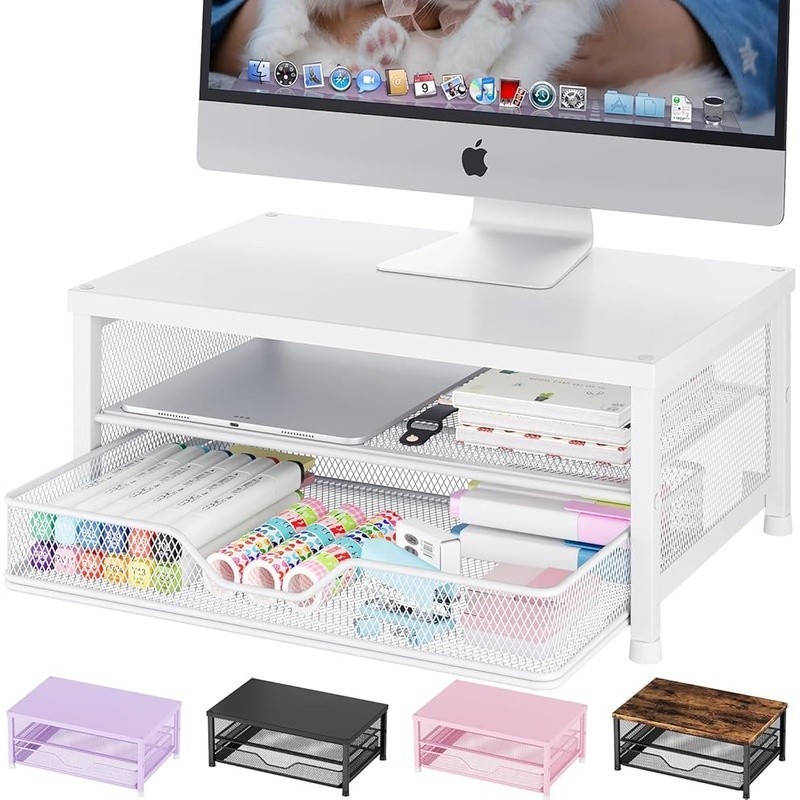 Ergonomic Monitor Stand 2-Tier Desk Organizer Adjustable Non-Slip Feet New