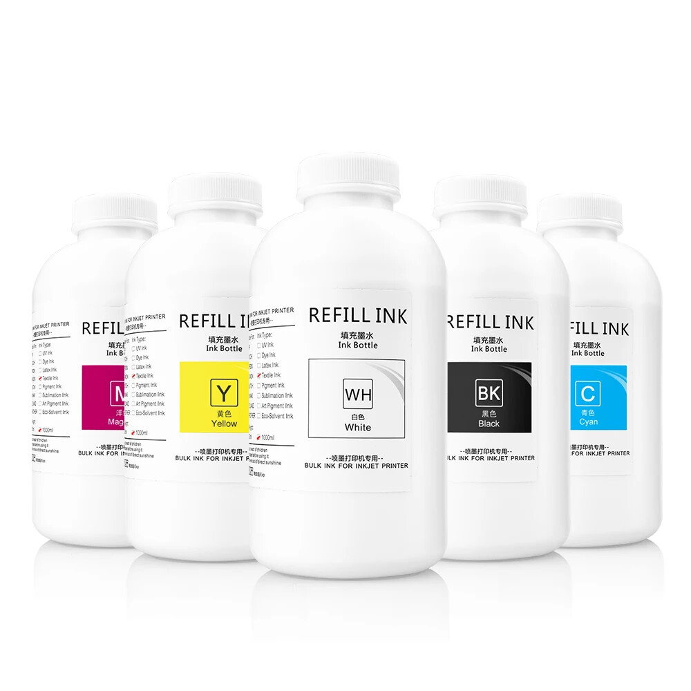 5*1000ML Textile DTGPrinting Ink For Epson F2000 F3000 F2100 Printer Dtg Print
