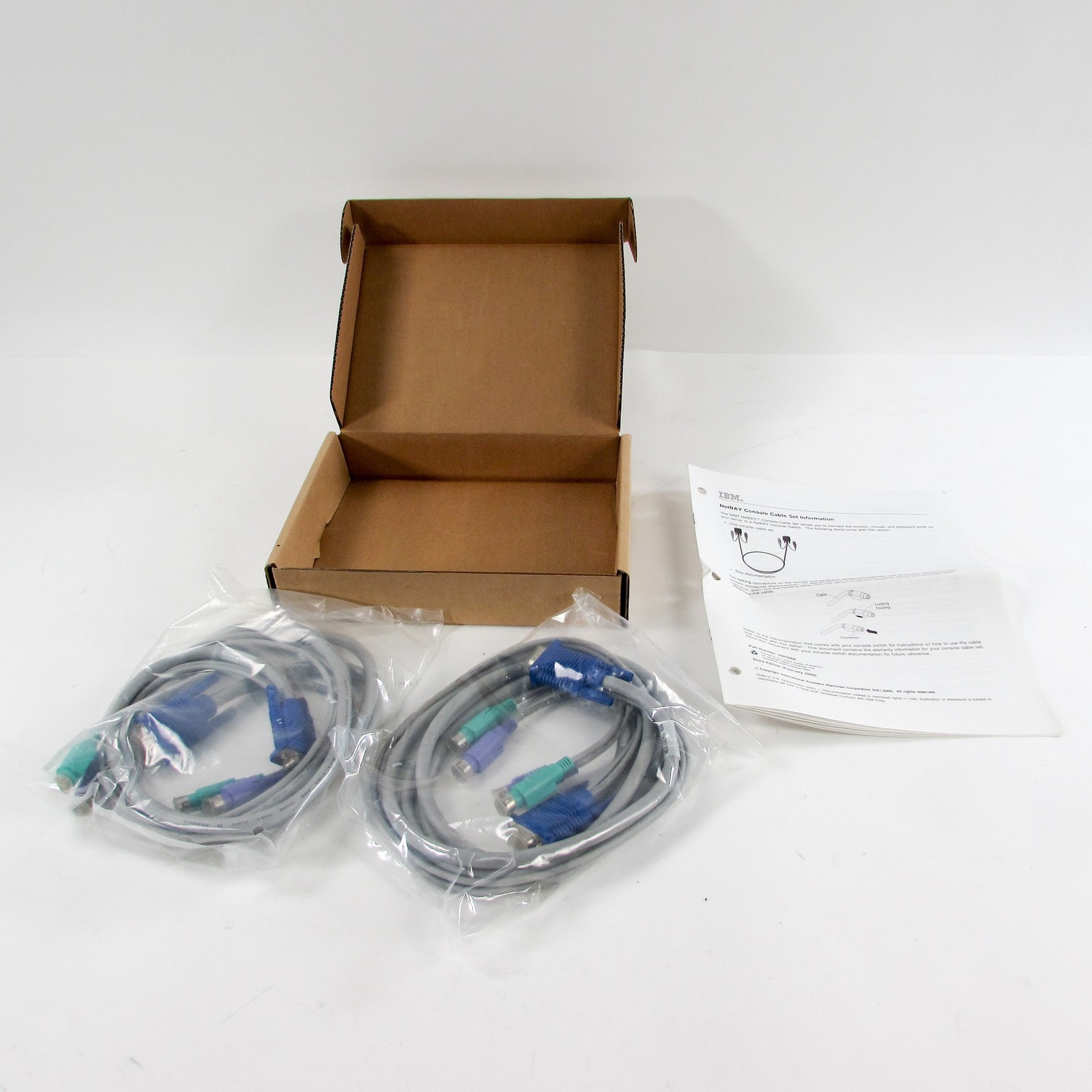 NEW - Lot of (2) IBM NetBAY KVM Console Cable Set 7Ft VGA PS/2 (09N9704)