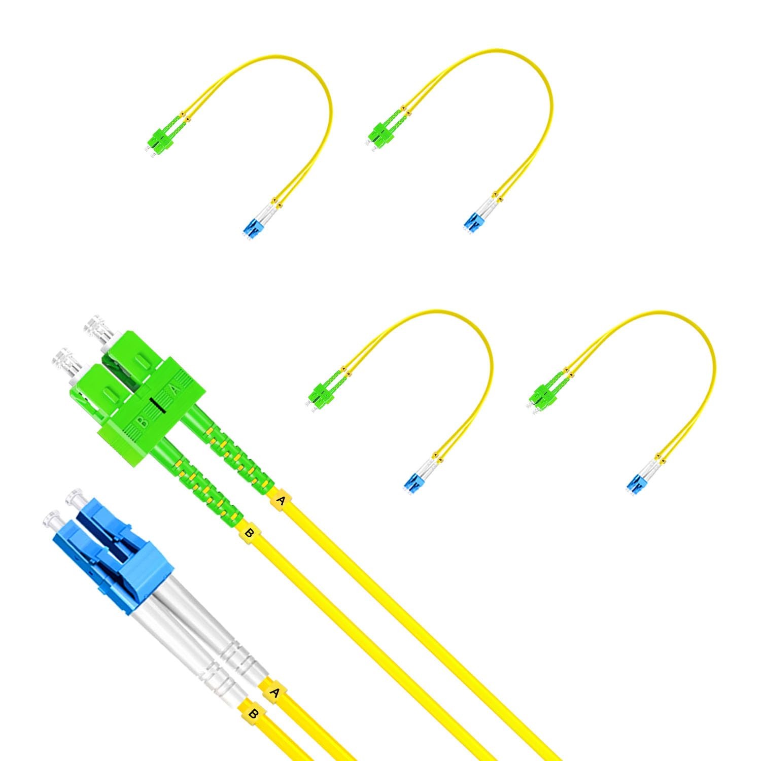 5 PCS 0.3 Meter Fiber Optic Patch Cord SC To LC UPC Duplex OS2 9/125m LSZH