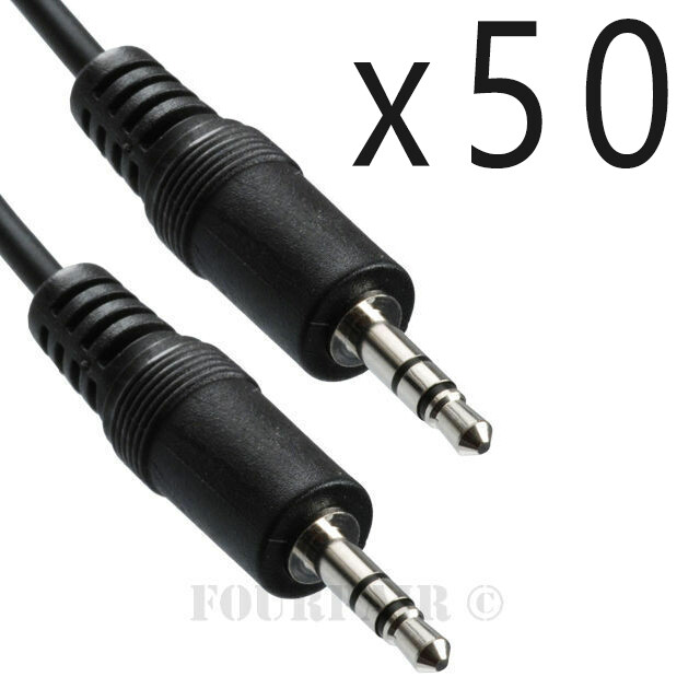 50 Pack Lot - 10ft 1/8" 3.5mm Audio Headphone Male Stereo Cable M/M MP3 Aux PC