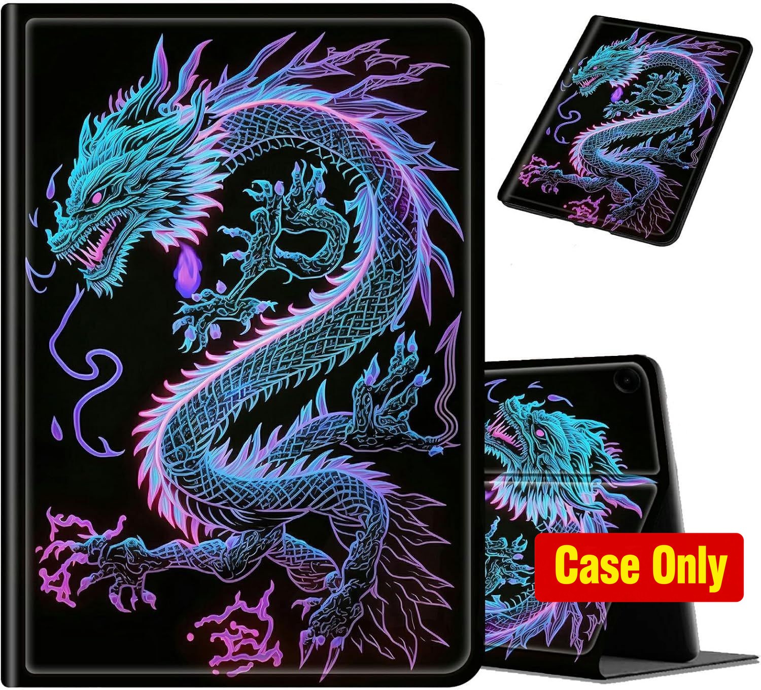 Case for Samsung Galaxy Tab A11+ 11 Inch, PU Leather Folio Cover, Blue Dragon