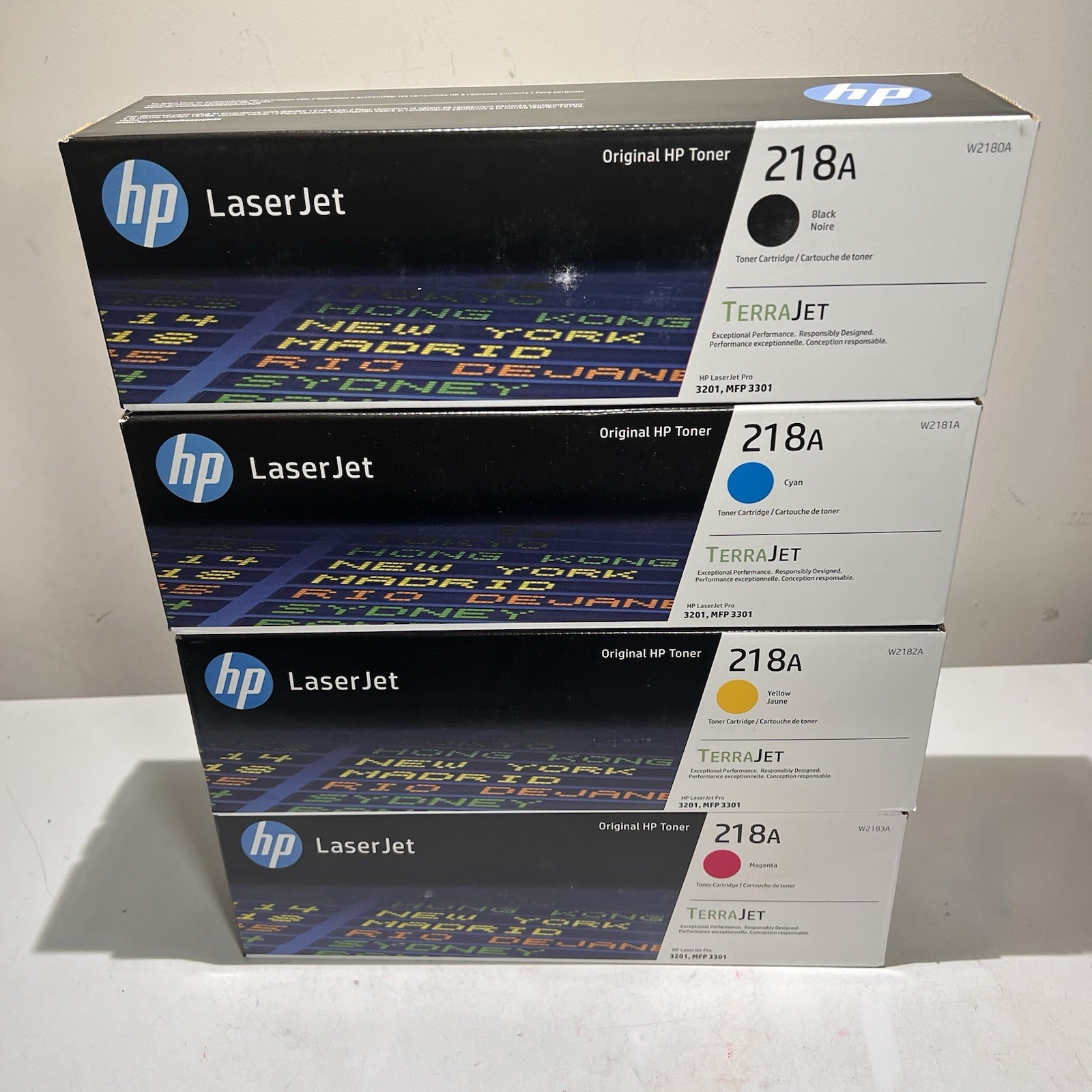 HP 218A Complete Toner Set KYCM for LaserJet Pro 3201dw MFP 3301fdw Genuine New