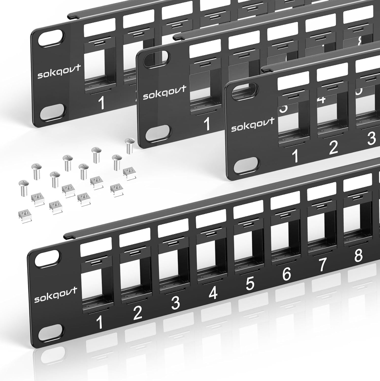 24 Port Blank Keystone Patch Panel with Snap-In Design (4 Pack), Cat6 Network Pa