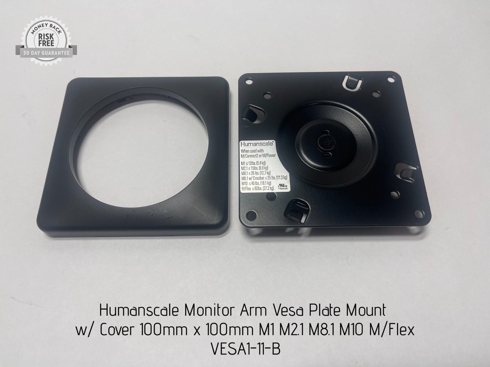 Humanscale Monitor Arm Vesa Plate Mount w/ Cover, Screws M1 M2.1 M8.1 M10 M/Flex