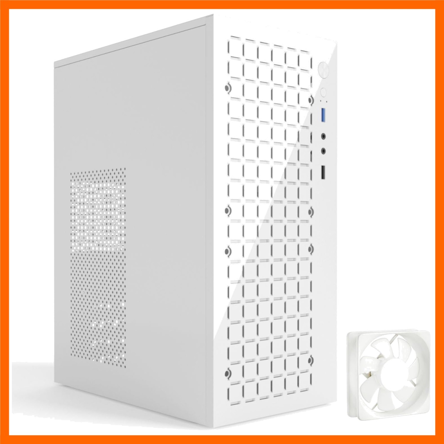 MATX Micro ATX Case, High Airflow Slim PC Case with 80mm Fan-White