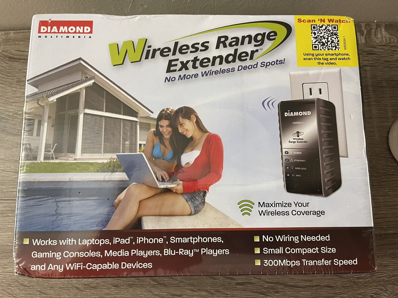 Diamond Multimedia 300Mbps 802.11n Wireless Range Extender (WR300N) SEALED