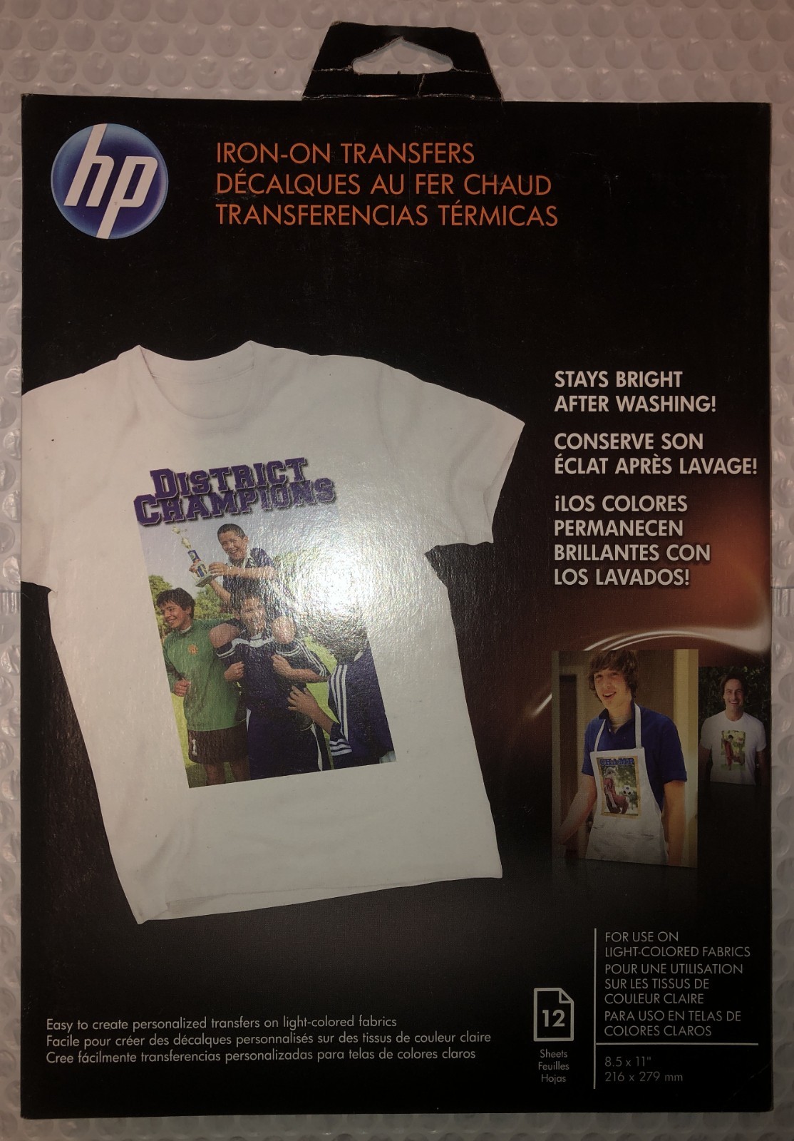 8 Pack lot- Of 12 HP Hewlett Packard Inkjet T-Shirt Transfer Iron On Sheets