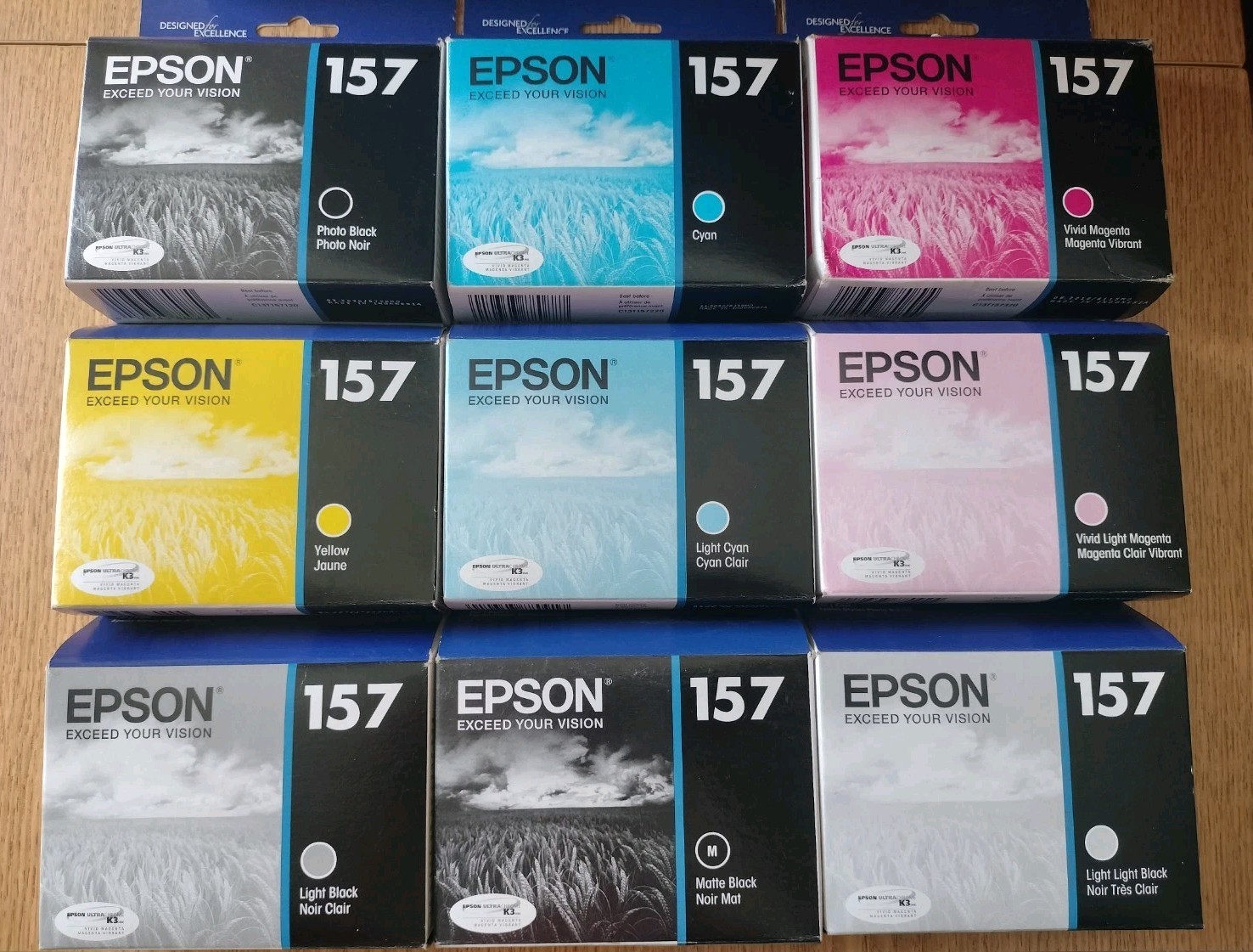 Set of 9 Genuine Epson 157 Ink Cartridges T1571 T1574 T1575 T1576 T1577 T1579...