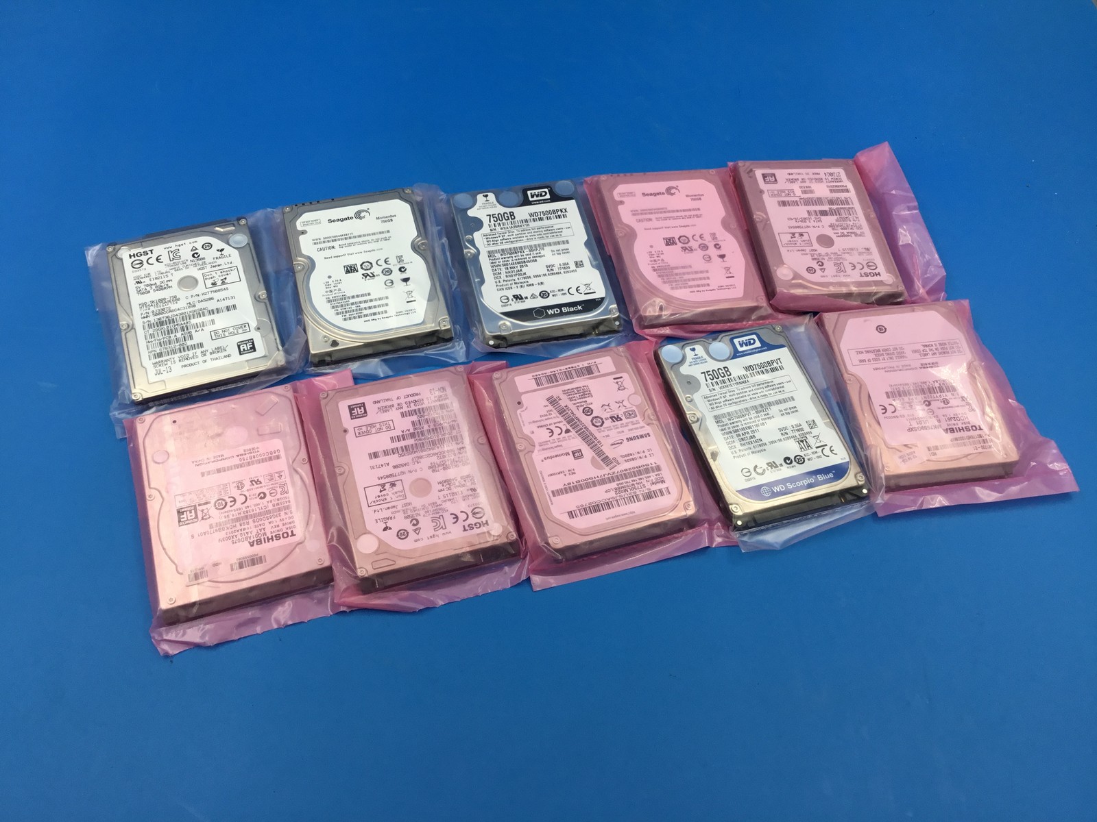 LOT of 10 - 750GB HDDs 2.5" Laptop Hard Drives Seagate Hitachi Major Brands