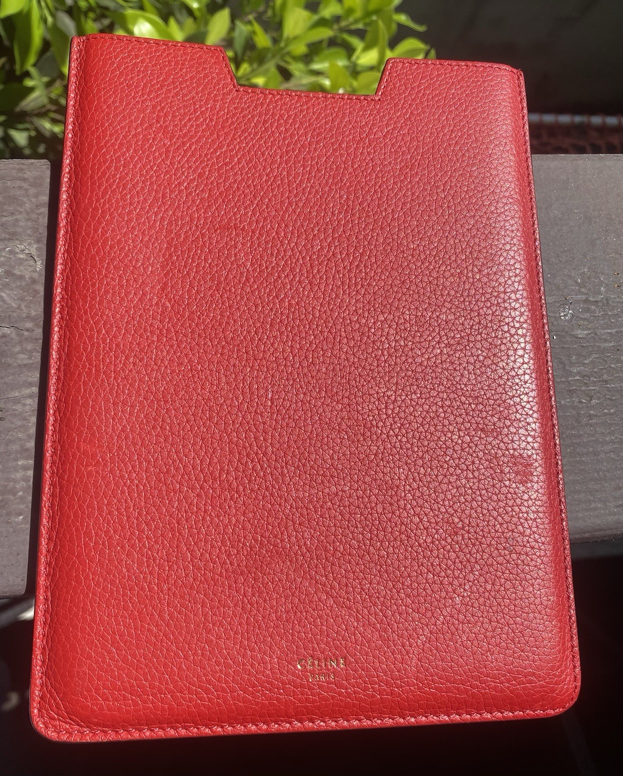 Celine Red Leather iPad Mini Tablet Pouch Bag 6”x8” Italy Used