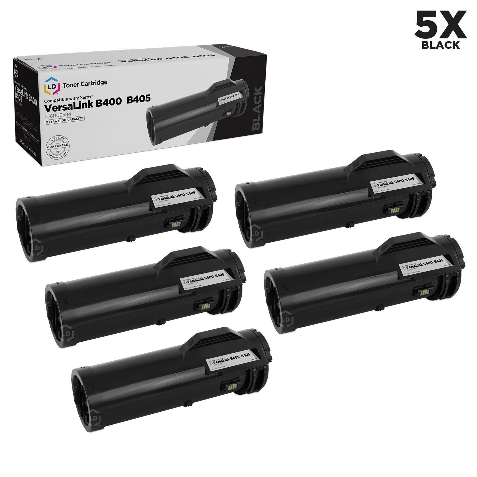 LD Compatible Xerox 106R03584 Extra HY Black Toner 5PK for VersaLink B400/B405