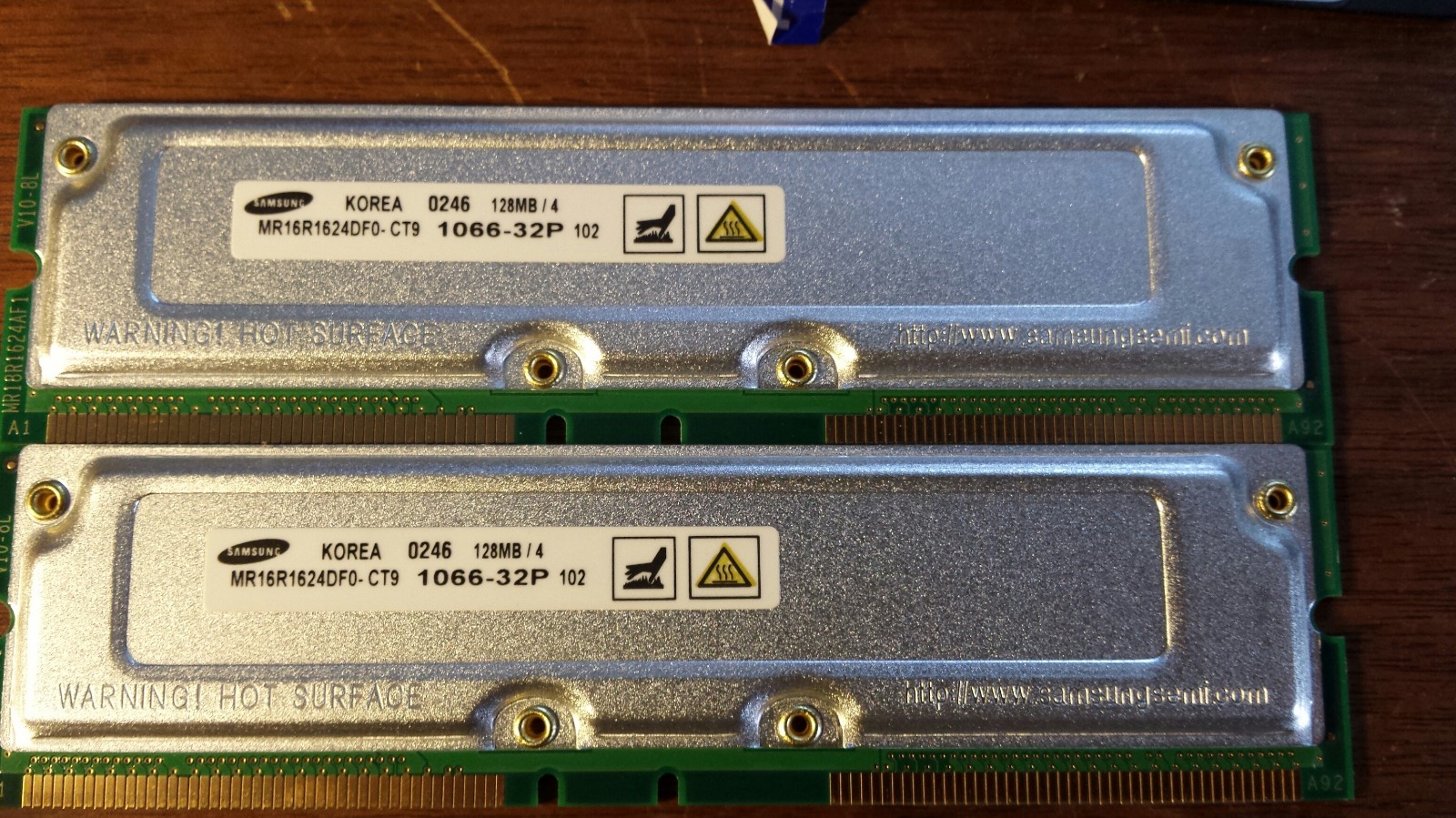 128MB Samsung non-ECC RDRAM PC1066-32P MR16R1624DF0-CT9 RIMM Rambus Memory