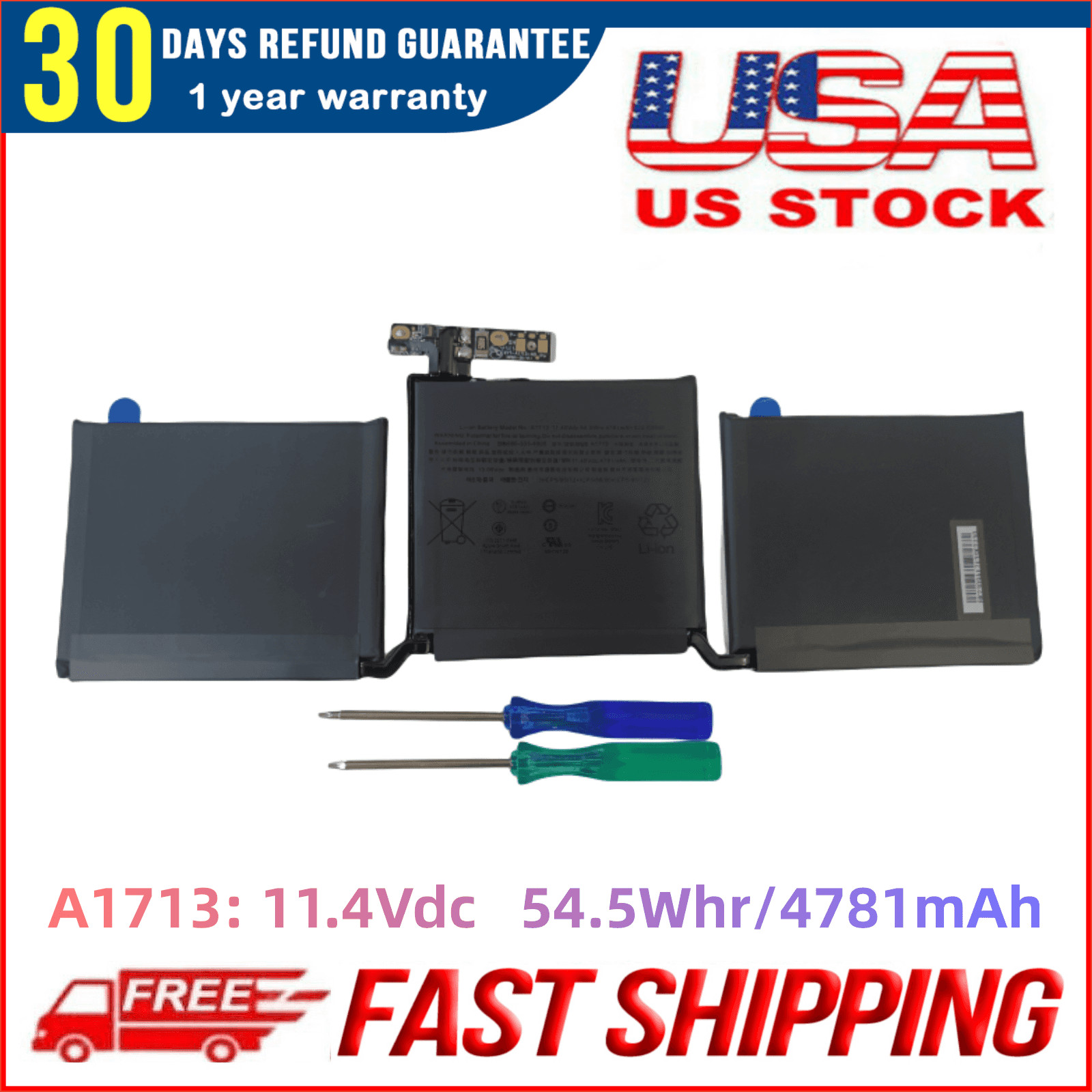 New Genuine A1713 Battery for Apple MacBook Pro 13'' A1708 Late 2016 Mid 2017