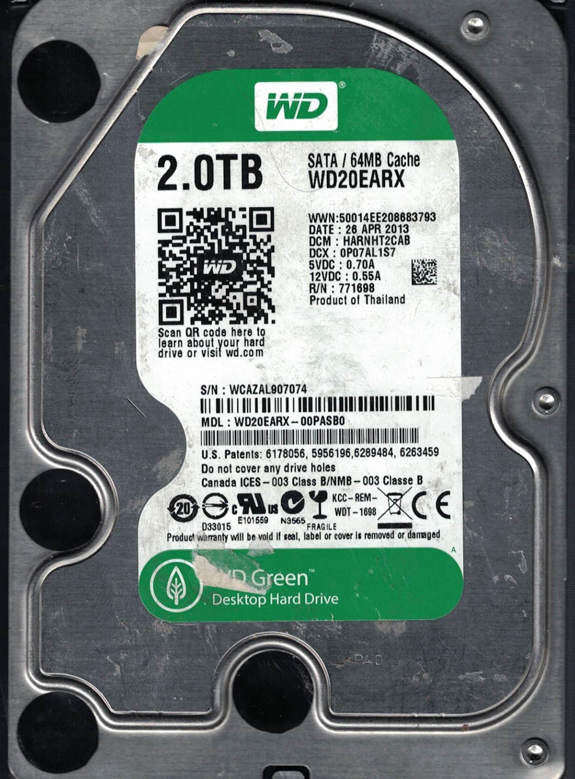 Western Digital WD20EARX-00PASB0	26 Apr 2013 DCM HARNHT2CAB