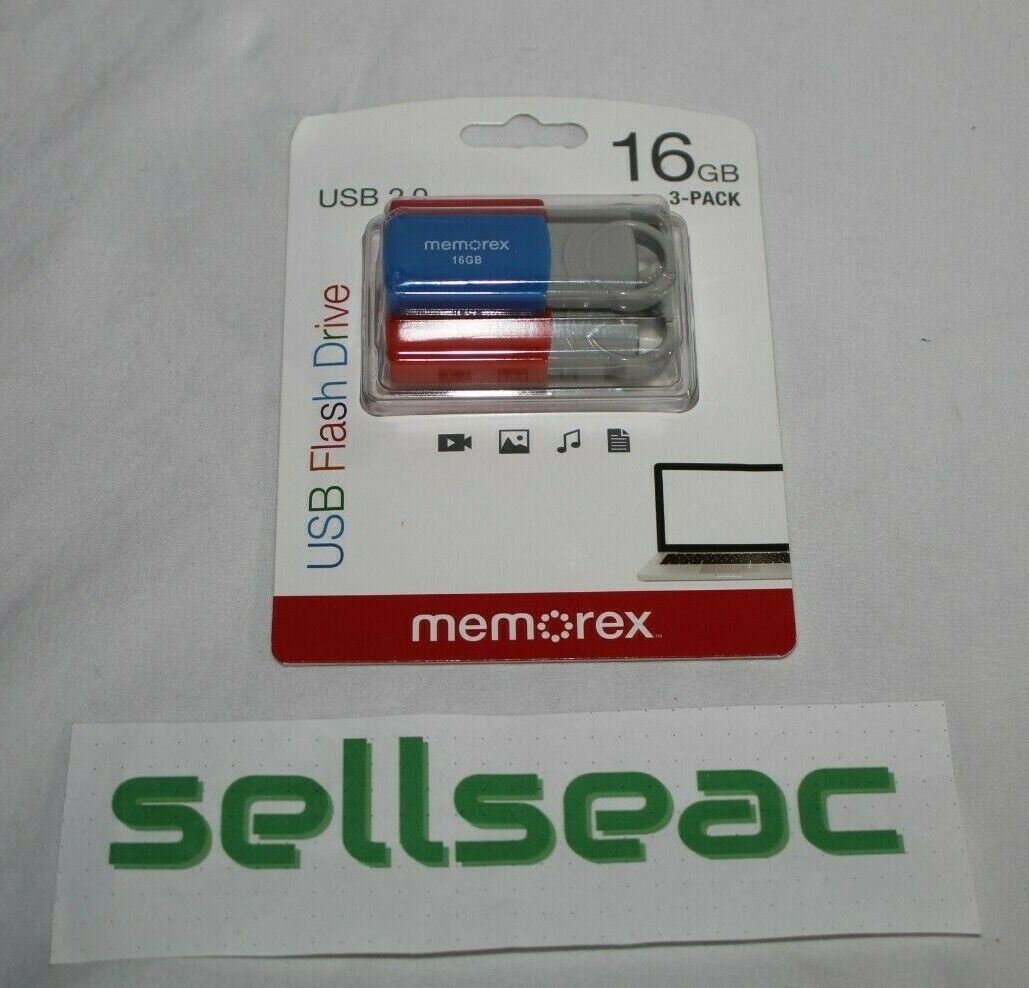 Memorex 16GB USB Flash Drive USB 2.0 3 Pack Brand New