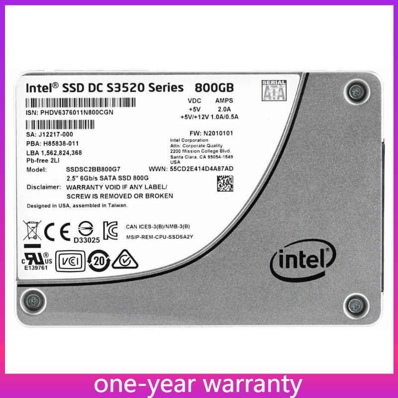  Intel DC S3520 Series, SSDSC2BB800G7 DC 800GB 2.5”6Gb/s SATA Solid State Drive