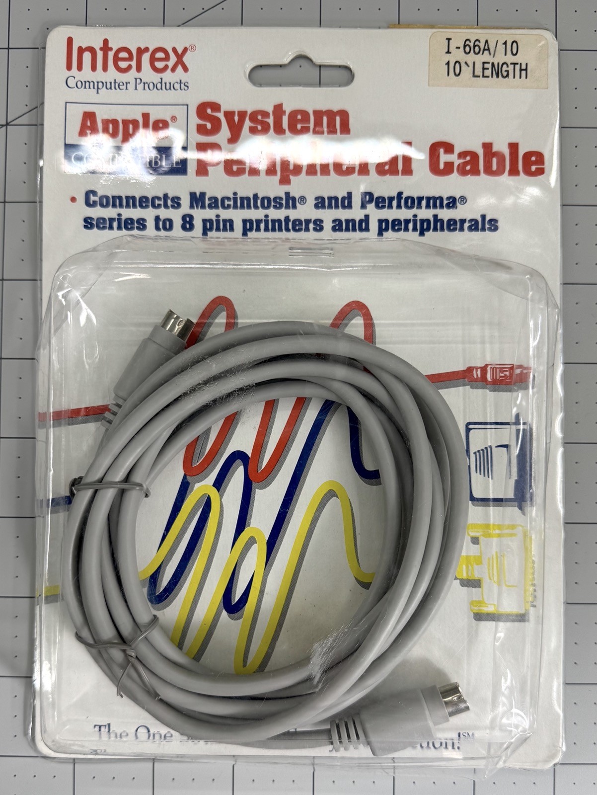 Interex 10' System Peripheral Cable 8 Pin I-66A For Apple Macintosh M0197 NOS