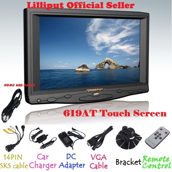 Lilliput 7" 619AT 1080P Camera Touch Screen Monitor VGA/AV/HDMI/DVI Input