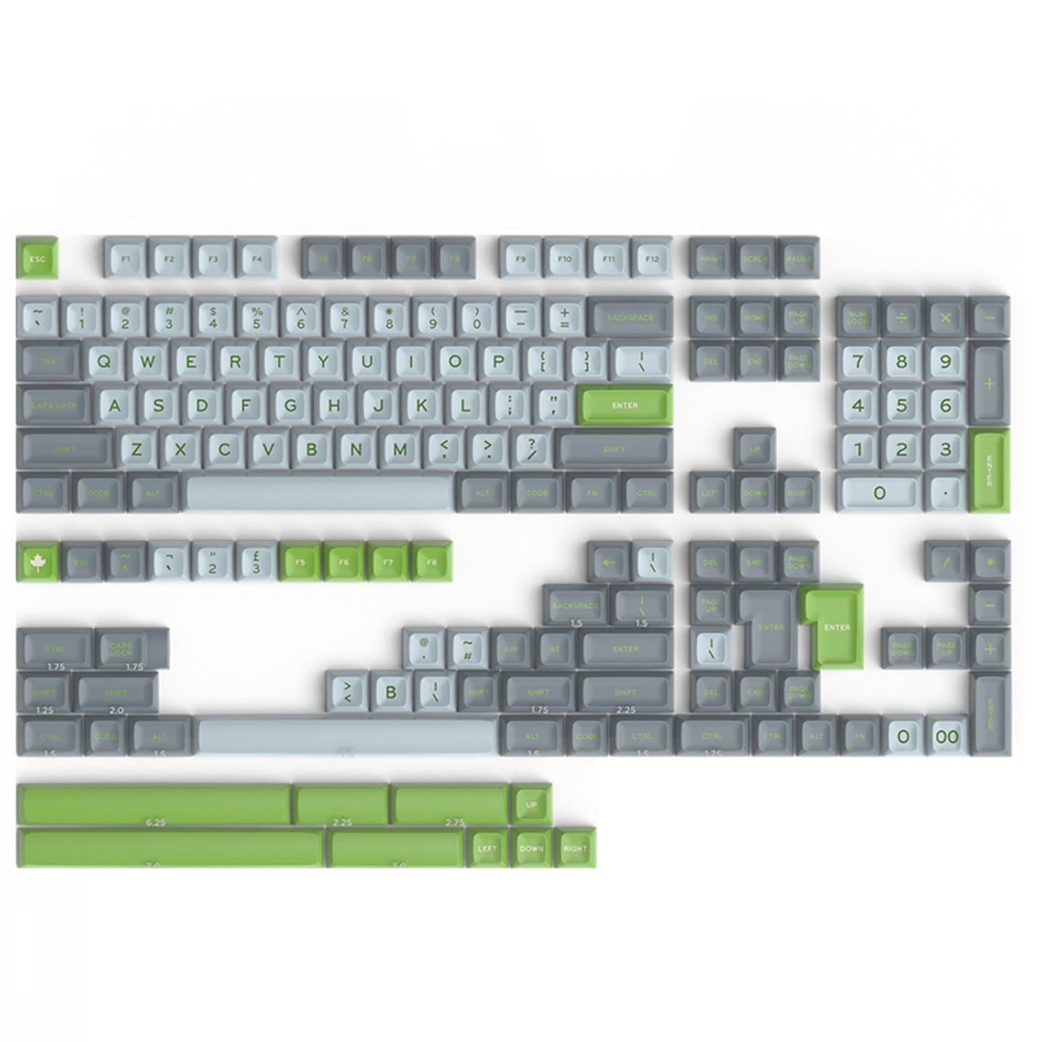 172 PCS Lime SA Profile PBT Doubleshot Keycaps Fits 60/100% Layout Gamers