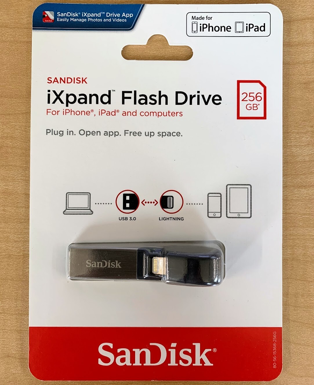 SanDisk 256gb iXpand USB 3.0 Flash Drive iPhone iPad SDIX30N-256G-AN6NE Flex Mac