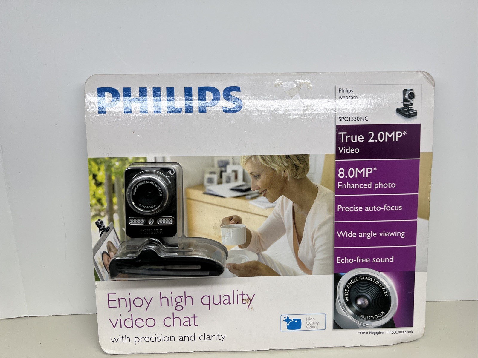 Philips SPC1330NC Black True 2.0MP Face Tracking Clip-On Webcam