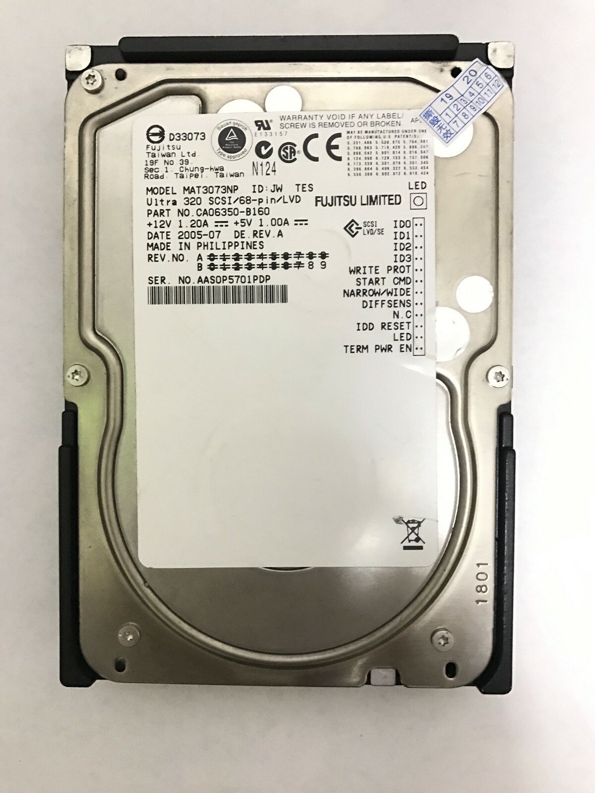 Fujitsu Enterprise MAT3073NP hard drive 73.5 GB Ultra320 SCSI Connector 68 pin