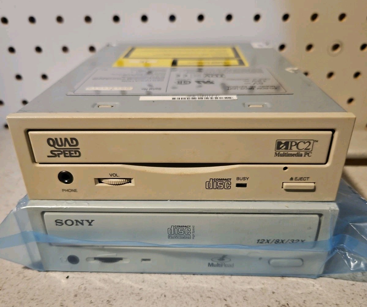 Vintage Internal CD-ROM Drive Lot - Funai E2750UA 4X Quad Speed & Sony 5.25" IDE