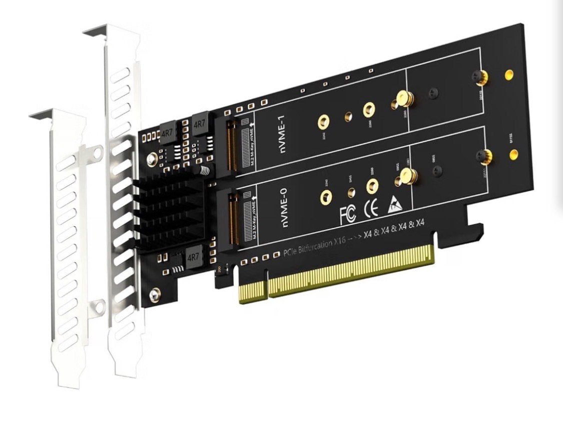 PA41 Quad M.2 NVMe to PCIe 4.0 X16 Adapter Without PCIe Bifurcation, Setup Soft